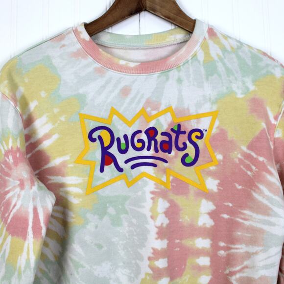 Nickelodeon Rugrats Womens XS Sweatshirt Tie Dye Oversized‎ Cartoon Pastel Retro - Picture 6 of 9